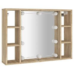 Helloshop26 Armoire à miroir avec led 76 x 15 x 55 cm chêne 02_0006671