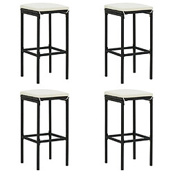 Maison Chic Ensemble de bar de jardin 5 pcs et coussins,Table + chaises + coussins d'extérieur Résine tressée Noir -GKD702755 pas cher