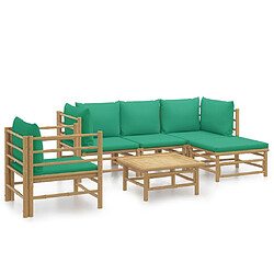 Maison Chic Salon de jardin 6 pcs + coussins - Mobilier/Meubles de jardin - Table et chaises d'extérieur vert bambou -MN20977