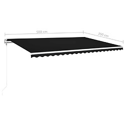 vidaXL Auvent automatique capteur de vent et LED 500x350 cm Anthracite pas cher