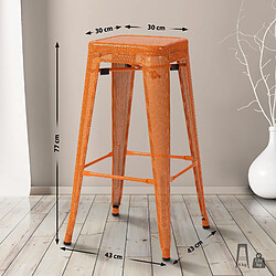 Decoshop26 Tabouret de bar avec repose-pieds design industriel empilable en métal perforé orange 10_0004870