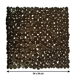 MSV Tapis Fond de douche PVC GALETS 53x53cm Chocolat