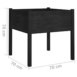 vidaXL Jardinières 2 pcs Noir 70x70x70 cm Bois de pin massif pas cher