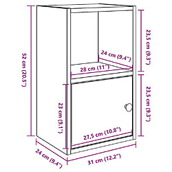 vidaXL Bibliothèque chêne marron 31x24x52 cm bois d'ingénierie pas cher