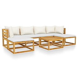 Maison Chic Salon de jardin 7 pcs - Table et chaises d'extérieur - Mobilier/Meubles de jardin Moderne avec coussin Crème Bois d'acacia solide -MN75533