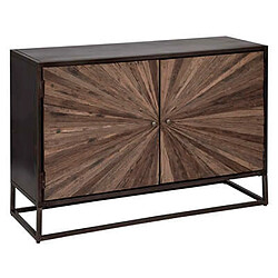 Pegane Buffet avec 2 portes en bois / fer coloris marron - Longueur 115 x Profondeur 40 x Hauteur 80 cm