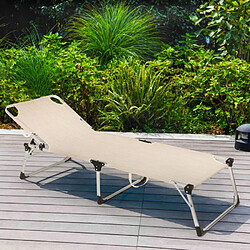 Beach And Garden Design Lot de 2 chaises longues pliantes de jardin et plage en aluminium Seychelles, Couleur: Beige