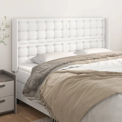 Maison Chic Tête de lit scandinave avec oreilles,meuble de chambre Blanc 203x16x118/128 cm Similicuir -MN60086