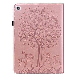 Etui en PU avec support et porte-cartes, motif arbre et cerf or rose pour votre Samsung Galaxy Tab A7 10.4 (2020)