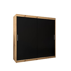 Abiks Meble Armoire Tokyo à portes coulissantes 200/200/62 2 portes (artisan/noir)