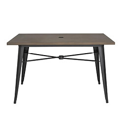 Table Plateau Aluminium Effet Bois Noir 120 x 76 x 75 cm - BOLERO