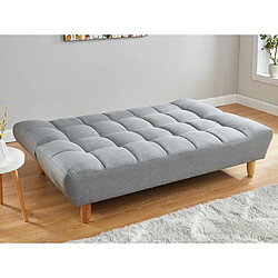 Vente-Unique Canapé 3 places convertible clic clac en tissu gris ESTEBAN