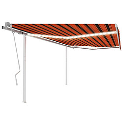 Maison Chic Auvent manuel rétractable,Store manuel de porte avec LED 4,5x3,5 m Orange et marron -GKD17655