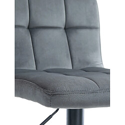 Decoshop26 Tabouret de bar chaise haute x 1 avec coutures décoratives carrées assise en velours gris foncé pieds en métal noir 10_0005331 pas cher