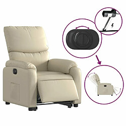 Maison Chic Fauteuil Relax pour salon, Fauteuil inclinable électrique crème similicuir -GKD32744 pas cher