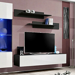 Avis Paris Prix Meuble TV Mural Design Fly V 260cm Blanc & Noir