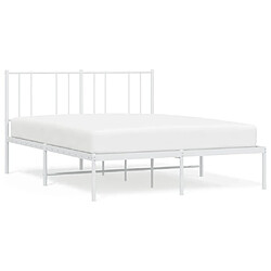 vidaXL Cadre de lit métal sans matelas et tête de lit blanc 140x190 cm