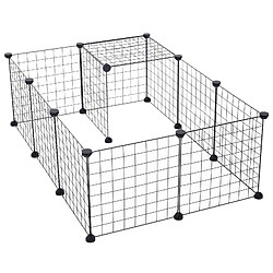 Pawhut Cage parc enclos pour animaux domestiques L 106 x l 73 x H 36 cm bords arrondis fil métallique noir 55