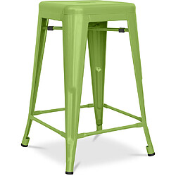 ICONIK INTERIOR Tabouret de bar - Design industriel - Acier mat - 60cm - Nouvelle édition - Stylix Vert clair