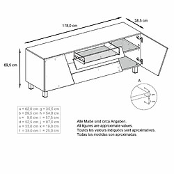 Mpc Buffet Blanc Mat + LED (lxhxp) : 178 X 69,5 X 38,5 pas cher