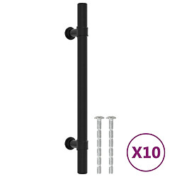 vidaXL Poignées d'armoire 10 pcs noir 128 mm acier inoxydable