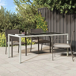 Maison Chic Table de jardin | Table d'extérieur Blanc 190x90x75 cm Verre trempé/résine tressée -GKD26187