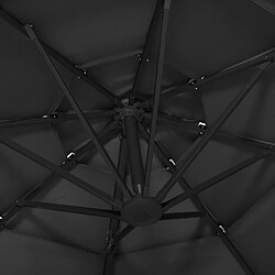 Helloshop26 Parasol à 4 niveaux avec mât en aluminium 3 x 3 m noir 02_0008791 pas cher