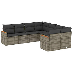 Maison Chic Salon de jardin 8 pcs avec coussins | Ensemble de Table et chaises | Mobilier d'Extérieur gris résine tressée -GKD63265