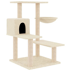 Helloshop26 Arbre à chat meuble tour grimper jouet grattage grattoir escalade plateforme avec griffoirs en sisal 82,5 cm crème 02_0022525