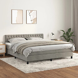 Maison Chic Lit adulte- Lit + matelas,Sommier à lattes de lit et matelas Gris clair 180x200cm Velours -GKD28964