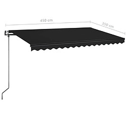 vidaXL Auvent automatique et capteur de vent LED 450x350 cm Anthracite pas cher