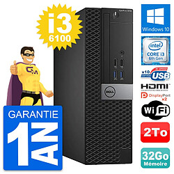 PC Dell OptiPlex 5040 SFF Intel i3-6100 RAM 32Go Disque 2To HDMI Windows 10 Wifi - Occasion