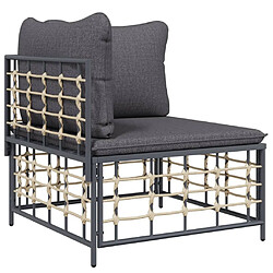 Acheter Maison Chic Salon de jardin 6 pcs + coussins - Mobilier/Meubles de jardin - Table et chaises d'extérieur anthracite résine tressée -MN11524