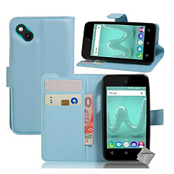 Htdmobiles Housse etui portefeuille pour Wiko Sunny 2 Plus + film ecran - BLEU