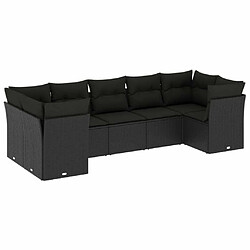 Maison Chic Salon de jardin 7 pcs avec coussins | Ensemble de Table et chaises | Mobilier d'Extérieur noir résine tressée -GKD48377