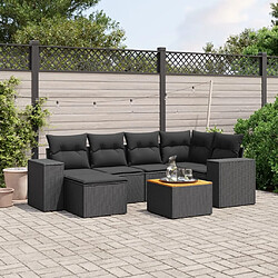 Maison Chic Ensemble Tables et chaises d'extérieur 7pcs avec coussins,Salon de jardin noir résine tressée -GKD716939