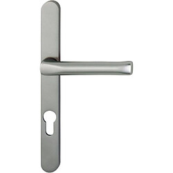 Hoppe Béquille double sur plaque étroite entraxe 70/195 mm ligne Atlanta clé I finition blanc RAL 9016 porte 68/77