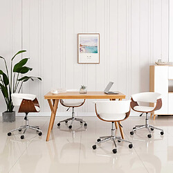 vidaXL Chaises pivotantes à manger lot de 4 Blanc Similicuir 