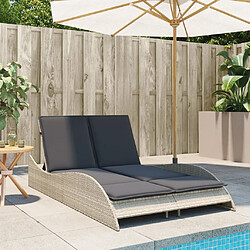 Avis Maison Chic Chaise longue avec coussins, Transats, Bain de Soleil gris clair 114x205x73 cm poly rotin