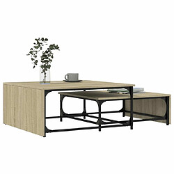 Acheter Maison Chic Lot de 2 Tables basses gigognes pour salon | Table à café chêne sonoma bois ingénierie métal -GKD83663