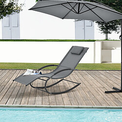 Bain de soleil à bascule Tarent acier textile 174 x 63 x 88 cm gris foncé [en.casa]