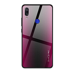 Wewoo Coque Pour Xiaomi Redmi Note 7 étui de protection en verre dégradé de texture rose rouge