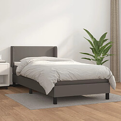 Maison Chic Lit Adulte - Lit simple Lit à sommier tapissier avec matelas moelleux - Meuble de Chambre - Gris 90x200 cm Similicuir -MN12224