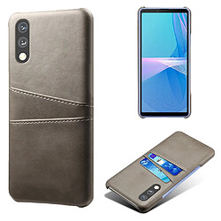 Coque en TPU + PU anti-rayures, avec deux porte-cartes gris pour votre Sony Xperia Ace 2