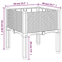 vidaXL Jardinière avec pieds marron 40x40x42 cm PP pas cher