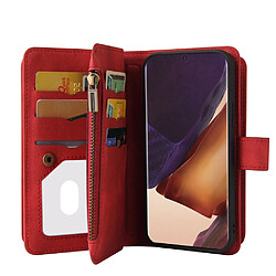 Etui en PU + TPU avec poche zippée et porte-cartes rouge pour votre Samsung Galaxy Note20 Ultra