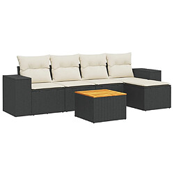 Maison Chic Ensemble Tables et chaises d'extérieur 6pcs avec coussins,Salon de jardin noir résine tressée -GKD794754