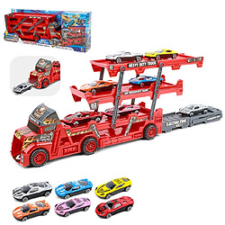 Avis Universal Jeu de voiture d'intérieur pour les enfants, les garçons, trois étages, camion pliant, remorque, tir dans le train avec des mini-voitures, jouets, cadeaux de Noël pour les enfants.(Rouge)