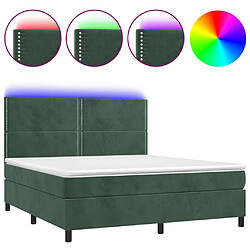 vidaXL Sommier à lattes de lit matelas et LED Vert foncé 160x200 cm