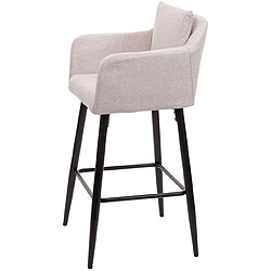 Avis Decoshop26 Lot de 2 tabourets de bar avec repose-pieds en tissu crème et métal noir TDB04063